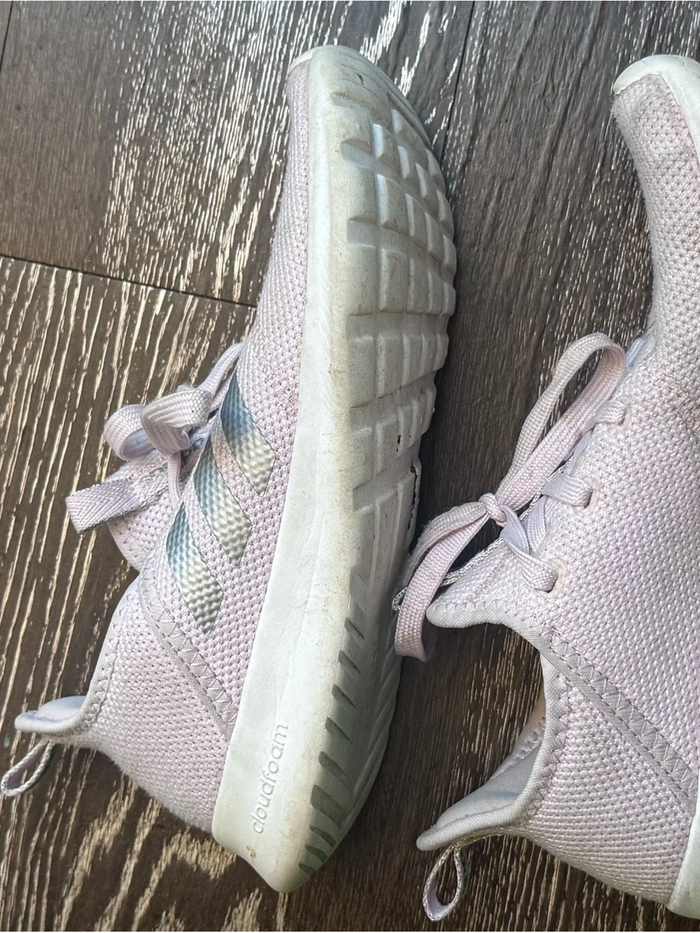 adidas Women’s Light Pink Knit Lace-Up Athletic Sneakers